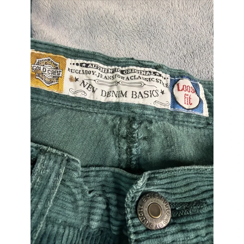 Vintage Bugle Boy New Denim Basics Loose Fit Green Corduroy 30x30 Pants
